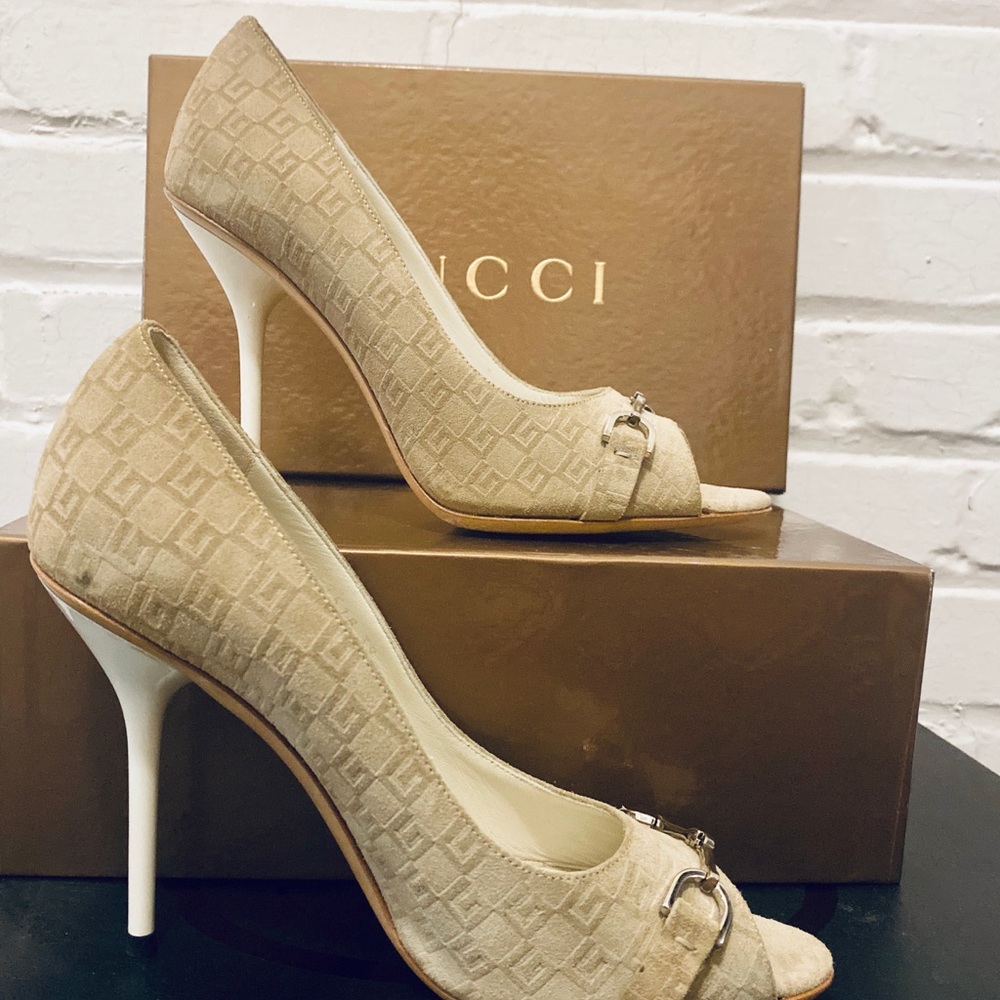 💛HP💛 Gucci Guccissima Horsebit Peep Toe Pumps - Picture 7 of 8
